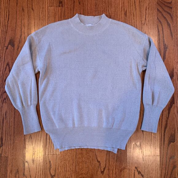 Legoe Heritage Cotton Blend Crewneck Side Slit Sweater | Gray | 0 - US 4/SMALL - Picture 2 of 10